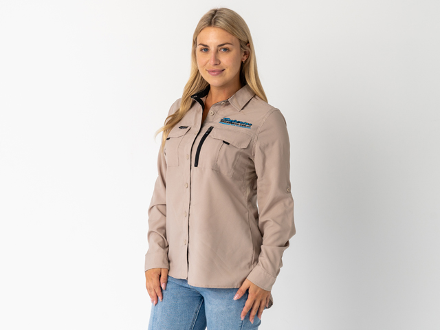 Superior Ladies Syzmik Fishing Shirt Sand (Each) - SUP-FISH-L-SAND-XXX